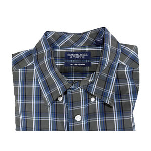 Roundtree & Yorke L/S Plaid Men's Shirt Sz 3X Button Down Green Cotton Pocket